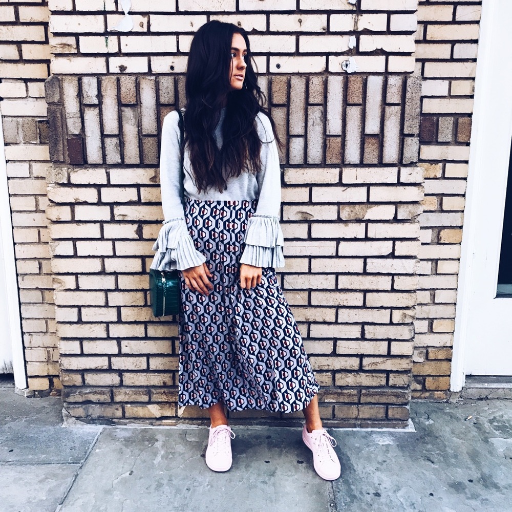 Gray Fringe Sleeve Sweater